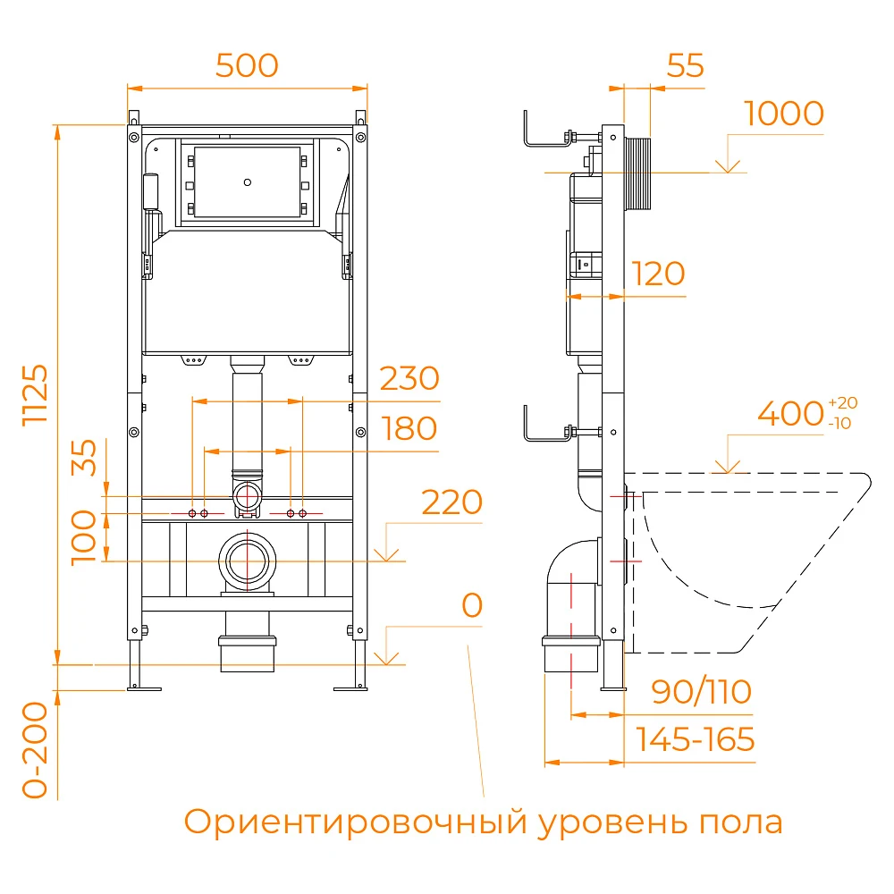 Унитаз подвесной с инсталляцией RGW SW-60 (68420460-01)